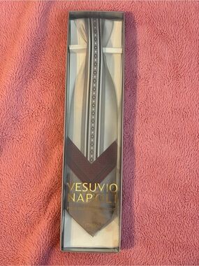 Vesuvio Napoli Cream and Brown Silk Tie